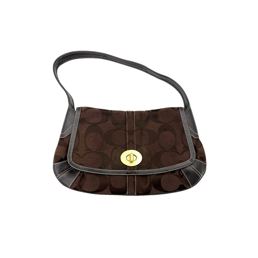 Coach Ergo Vintage Shoulder Bag Brown Canvas Gold-Toned Turnlock Closure 11257